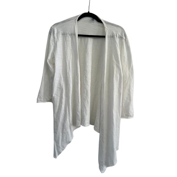 Kleen White 3/4 Sleeve Cardigan Womens Large Sustainable Minimalist Lagenlook - Picture 1 of 16